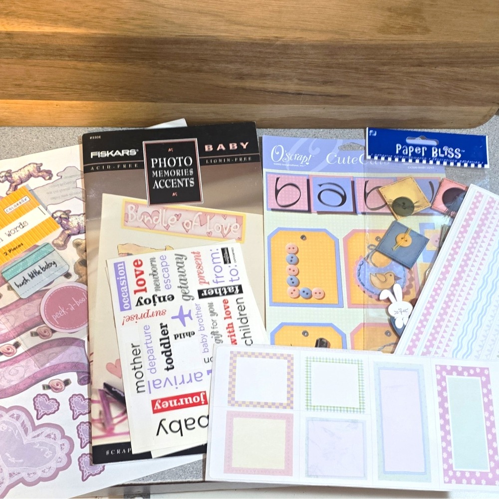 Vintage 90s Baby Girl Scrapbooking Embellishments Sticker Sheets Titles Borders